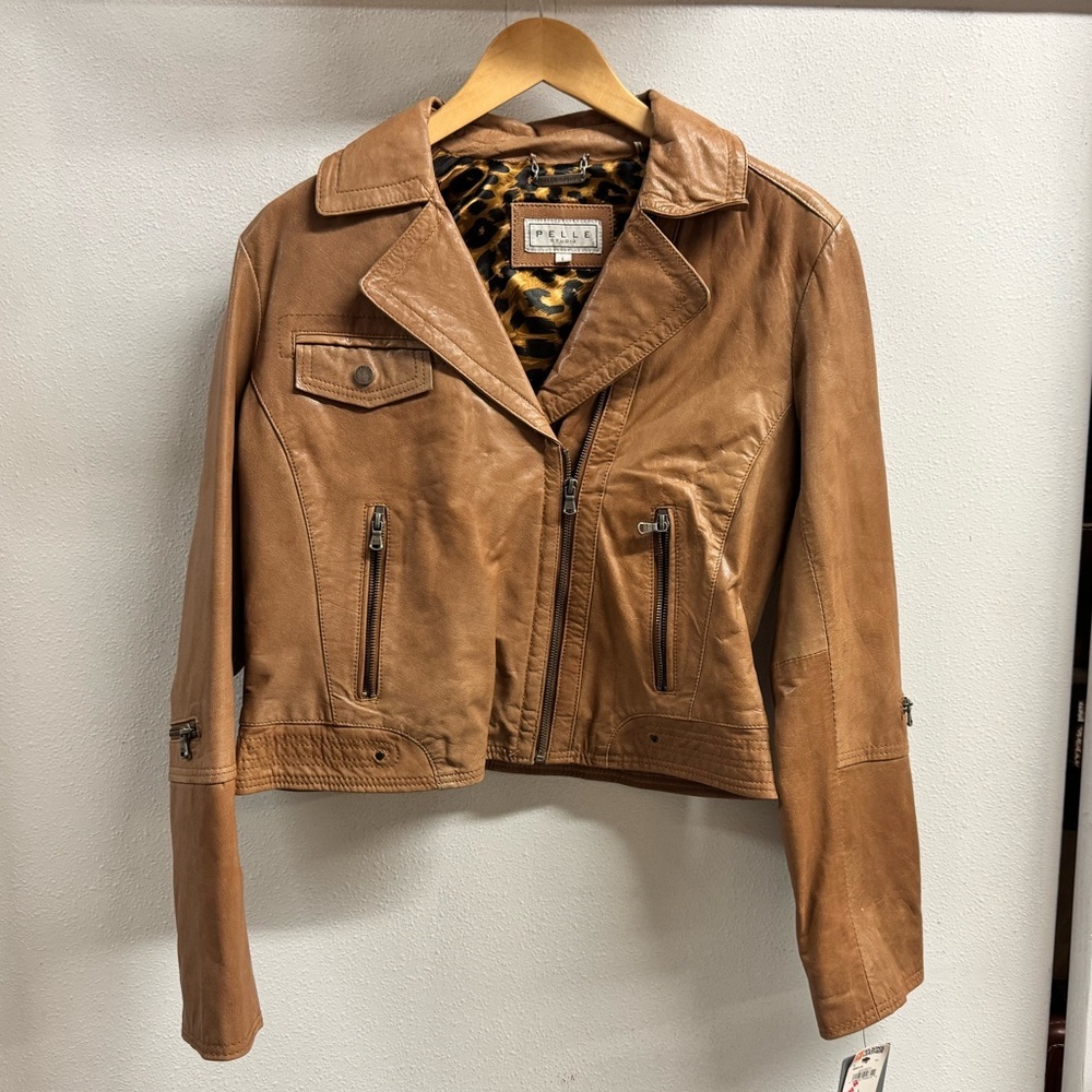 Pelle Studio Tan Leather Jacket Classic Design WILSONS $500